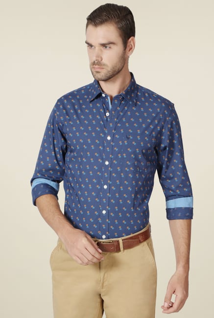Allen Solly Navy Printed Full Sleeves Shirt Allen Solly Navy Printed Full Sleeves Shirt