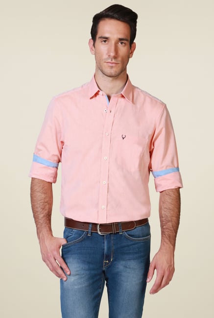 Allen Solly Peach Slim Fit Shirt Allen Solly Peach Slim Fit Shirt