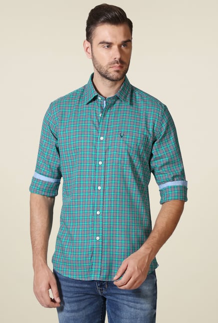 Allen Solly Turquoise Checks Shirt Allen Solly Turquoise Checks Shirt