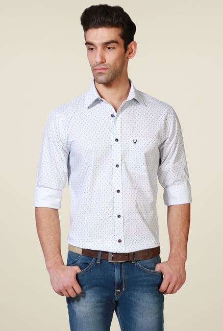 Allen Solly White Cotton Printed Shirt Allen Solly White Cotton Printed Shirt