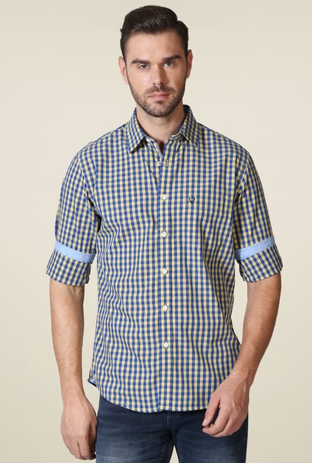 Allen Solly Royal Blue Full Sleeves Checks Shirt Allen Solly Royal Blue Full Sleeves Checks Shirt