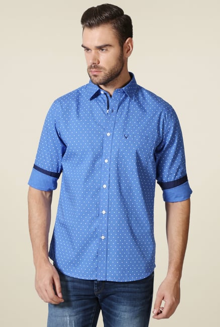 Allen Solly Blue Slim Fit Printed Shirt Allen Solly Blue Slim Fit Printed Shirt