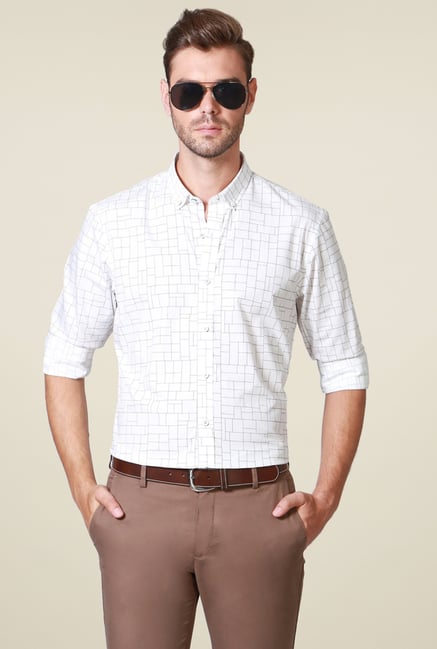 Allen Solly Off-White Button Down Collar Shirt Allen Solly Off-White Button Down Collar Shirt