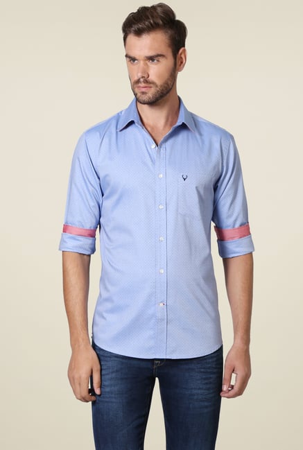 Allen Solly Blue Cotton Slim Fit Shirt Allen Solly Blue Cotton Slim Fit Shirt