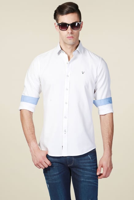 Allen Solly White Self Slim Fit Shirt Allen Solly White Self Slim Fit Shirt