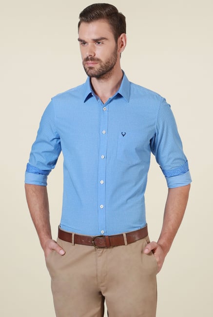 Allen Solly Sky Blue Regular Fit Printed Shirt Allen Solly Sky Blue Regular Fit Printed Shirt