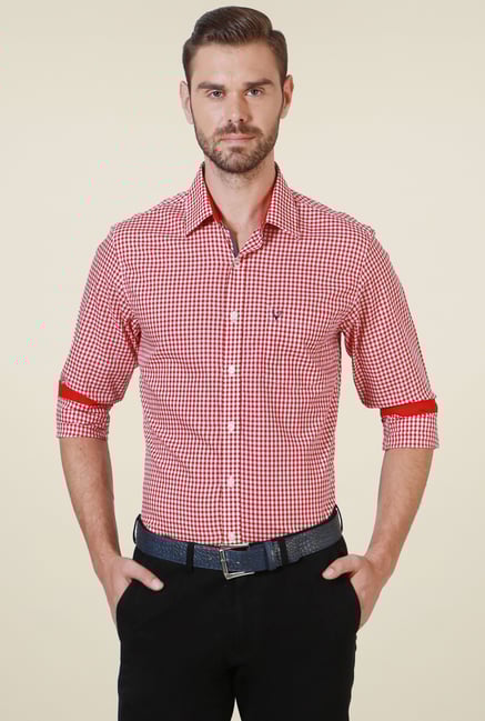 Allen Solly Red Full Sleeves Cotton Shirt Allen Solly Red Full Sleeves Cotton Shirt