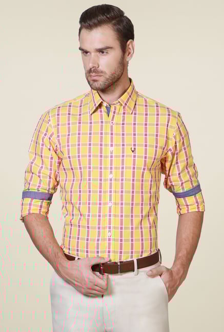 Allen Solly Yellow Checks Shirt Allen Solly Yellow Checks Shirt