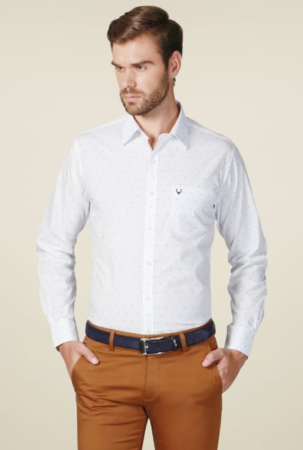Allen Solly White Full Sleeves Printed Cotton Shirt Allen Solly White Full Sleeves Printed Cotton Shirt