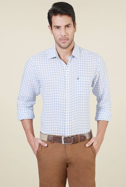 Allen Solly White & Blue Checks Linen Shirt Allen Solly White & Blue Checks Linen Shirt