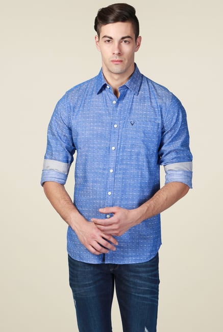 Allen Solly Blue Full Sleeves Cotton Shirt Allen Solly Blue Full Sleeves Cotton Shirt