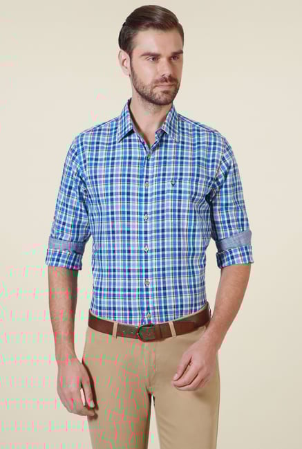 Allen Solly Blue & Red Checks Shirt Allen Solly Blue & Red Checks Shirt