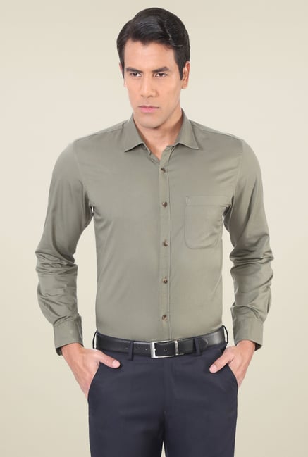 Peter England Sage Green Slim Fit Shirt Peter England Sage Green Slim Fit Shirt