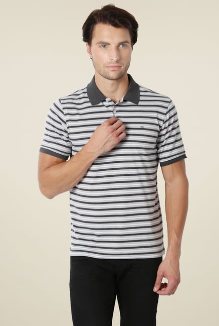 Peter England Grey Striped T-Shirt Peter England Grey Striped T-Shirt