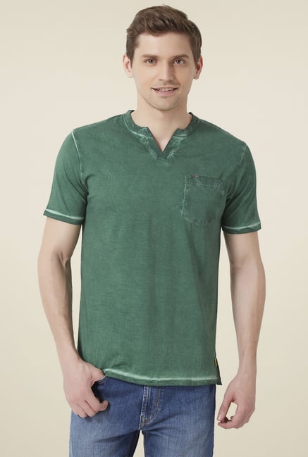Peter England Dark Green Regular Fit T-Shirt Peter England Dark Green Regular Fit T-Shirt