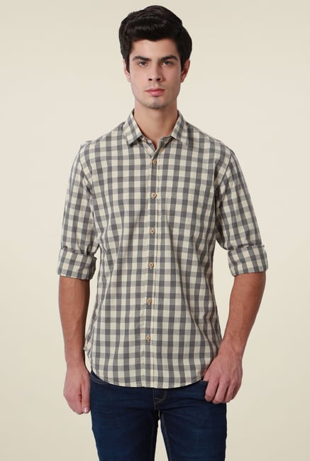 Peter England Olive Checks Shirt Peter England Olive Checks Shirt