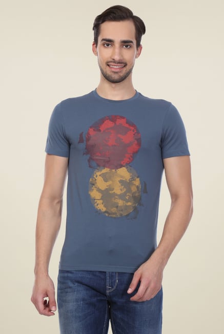 Peter England Stone Blue Crew Neck T-Shirt Peter England Stone Blue Crew Neck T-Shirt