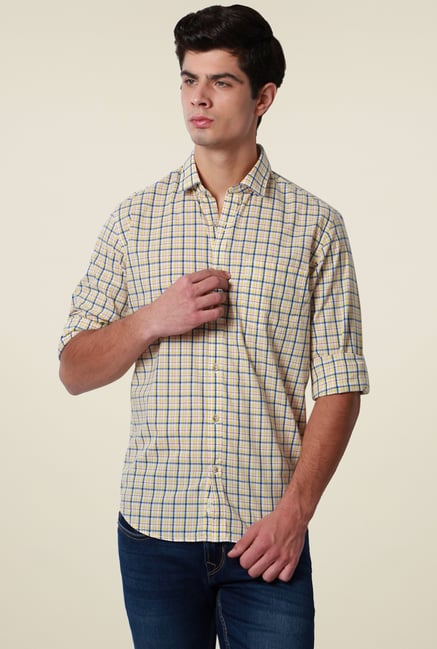 Peter England Yellow Checks Cotton Shirt Peter England Yellow Checks Cotton Shirt