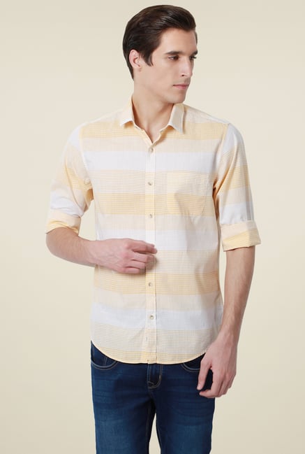 Peter England Yellow Full Sleeves Slim Fit Cotton Shirt Peter England Yellow Full Sleeves Slim Fit Cotton Shirt