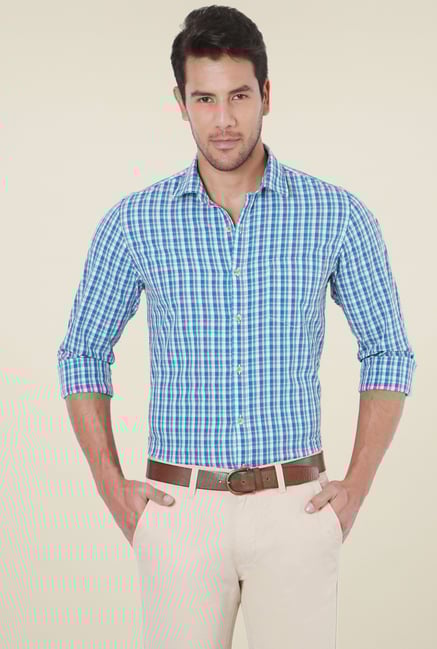 Peter England Blue Full Sleeves Slim Fit Shirt Peter England Blue Full Sleeves Slim Fit Shirt