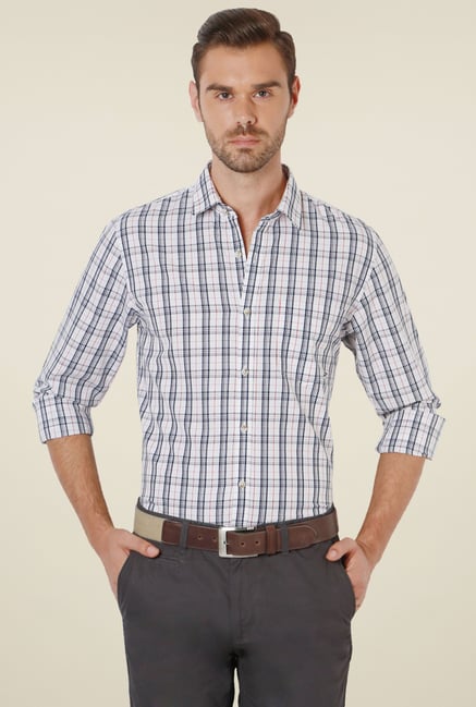 Peter England White & Blue Full Sleeves Shirt Peter England White & Blue Full Sleeves Shirt