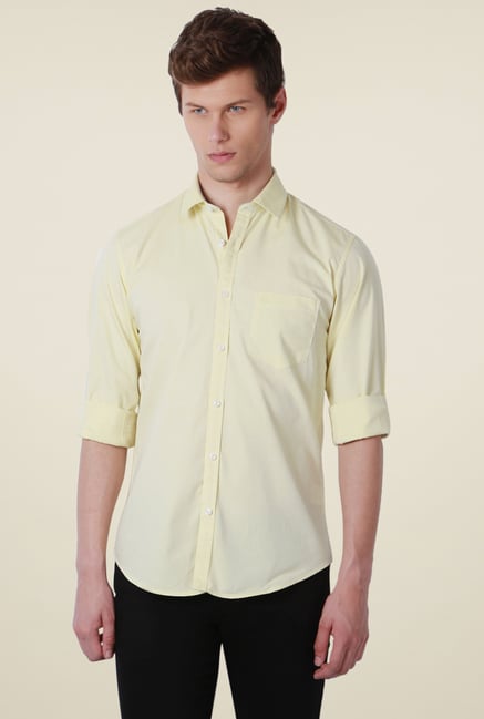 Peter England Yellow Solid Shirt Peter England Yellow Solid Shirt