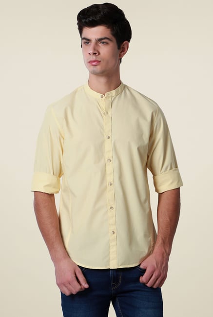 Peter England Yellow Band Collar Shirt Peter England Yellow Band Collar Shirt