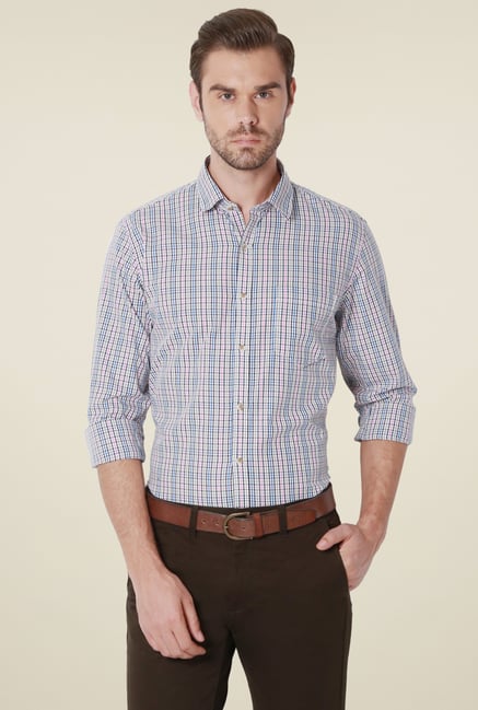 Peter England White Checks Slim Fit Shirt Peter England White Checks Slim Fit Shirt