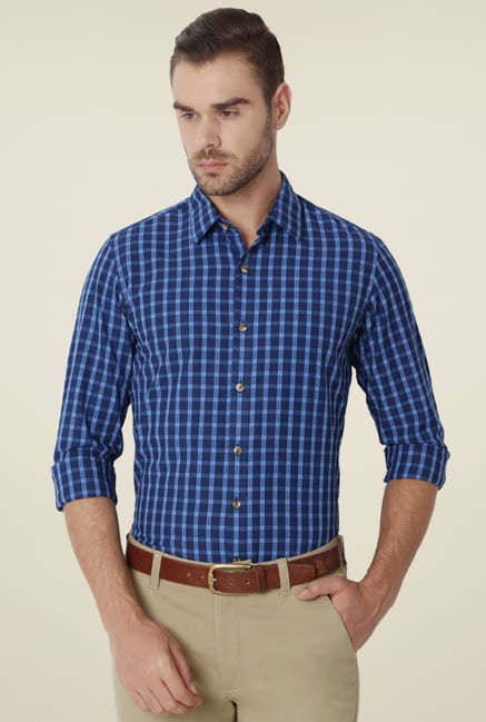 Peter England Navy Slim Fit Full Sleeves Shirt Peter England Navy Slim Fit Full Sleeves Shirt