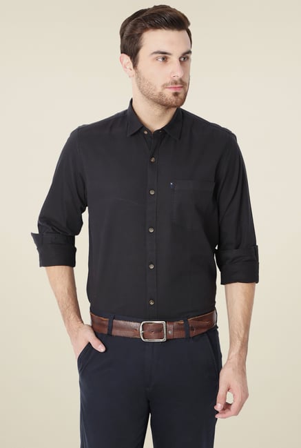 Peter England Black Slim Fit Cotton Shirt Peter England Black Slim Fit Cotton Shirt