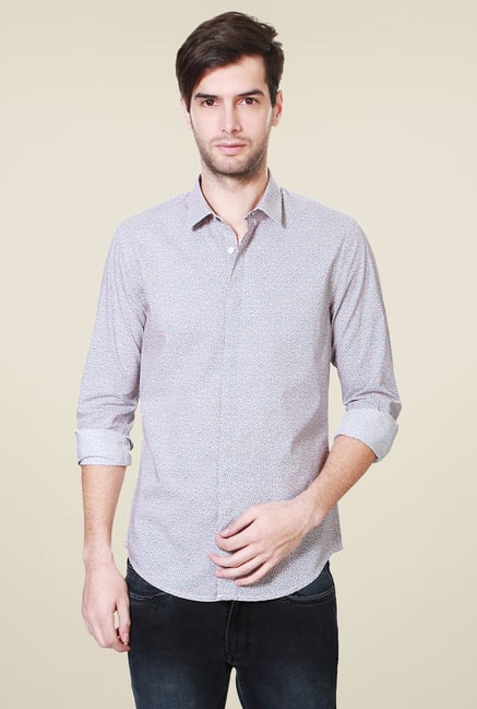 Peter England Blue Cotton Printed Full Sleeves Shirt Peter England Blue Cotton Printed Full Sleeves Shirt