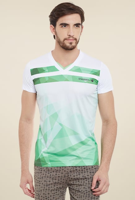 Duke White & Green Printed Half Sleeves T-Shirt Duke White & Green Printed Half Sleeves T-Shirt