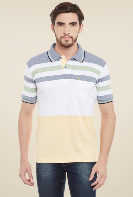 Duke White & Beige Striped T-Shirt Duke White & Beige Striped T-Shirt