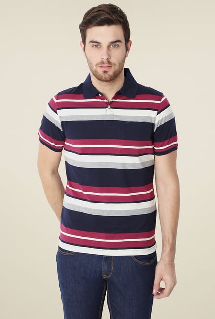 Peter England White & Navy Polo T-Shirt Peter England White & Navy Polo T-Shirt