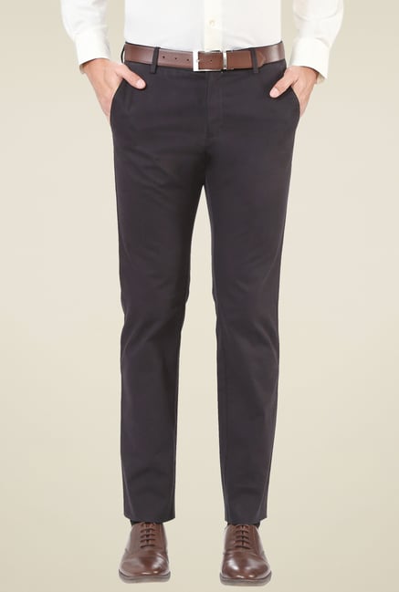 Allen Solly Black Slim Fit Mid Rise Trousers Allen Solly Black Slim Fit Mid Rise Trousers