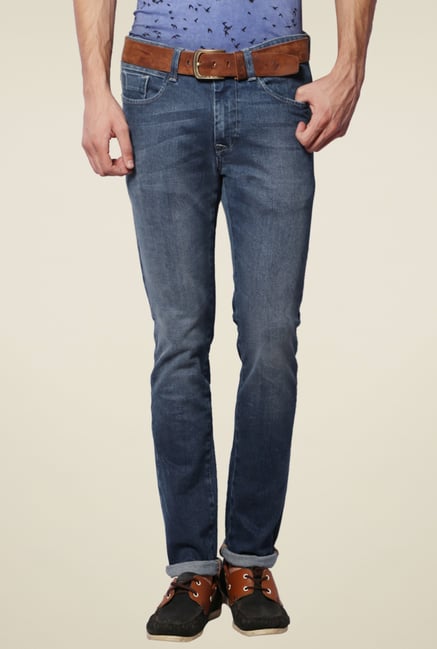 Van Heusen Dark Blue Lightly Washed Cotton Jeans Van Heusen Dark Blue Lightly Washed Cotton Jeans