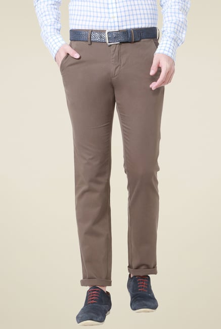 Allen Solly Brown Comfort Fit Mid Rise Trousers Allen Solly Brown Comfort Fit Mid Rise Trousers