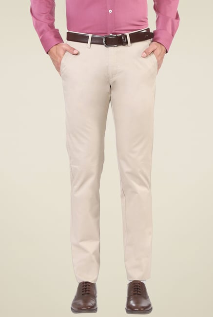 Allen Solly Beige Comfort Fit Mid Rise Trousers Allen Solly Beige Comfort Fit Mid Rise Trousers