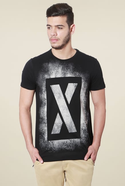 People Black Printed Half Sleeves T-Shirt People Black Printed Half Sleeves T-Shirt