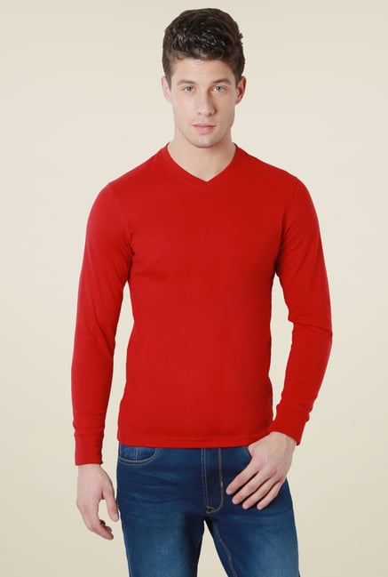Peter England Red V-Neck T-Shirt Peter England Red V-Neck T-Shirt
