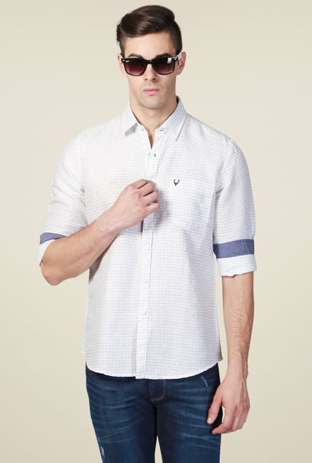Allen Solly White Comfort Fit Checks Shirt Allen Solly White Comfort Fit Checks Shirt