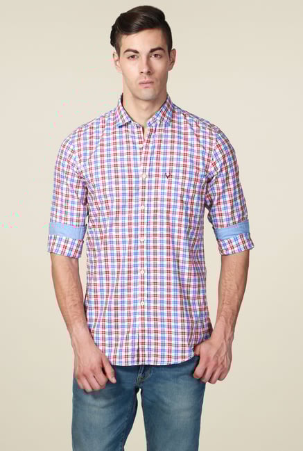 Allen Solly Red & Blue Comfort Fit Checks Shirt Allen Solly Red & Blue Comfort Fit Checks Shirt