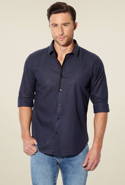 Van Heusen Navy Slim Fit Full Sleeves Shirt Van Heusen Navy Slim Fit Full Sleeves Shirt