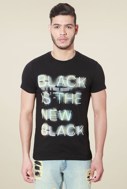 People Black Crew Neck Printed T-Shirt People Black Crew Neck Printed T-Shirt