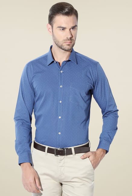 Van Heusen Steel Blue Slim Fit Cotton Shirt Van Heusen Steel Blue Slim Fit Cotton Shirt
