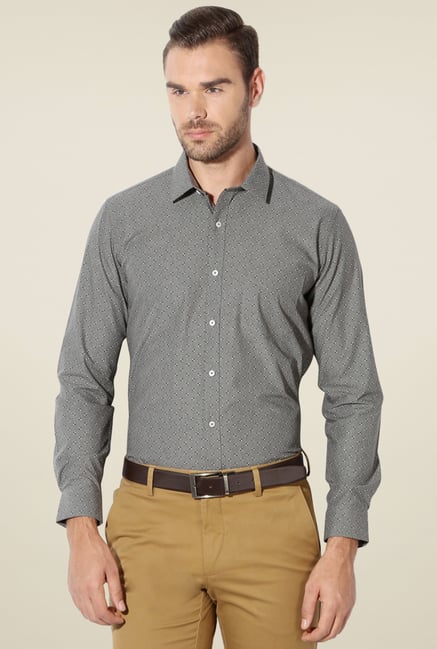 Van Heusen Grey Slim Fit Cotton Printed Shirt Van Heusen Grey Slim Fit Cotton Printed Shirt