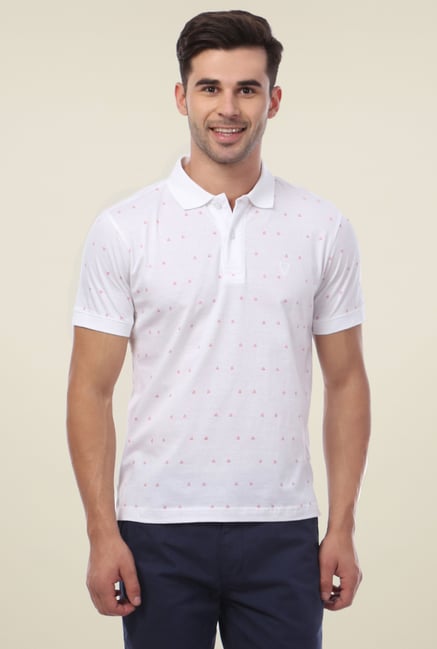 Van Heusen White Regular Fit Printed Polo T-Shirt Van Heusen White Regular Fit Printed Polo T-Shirt