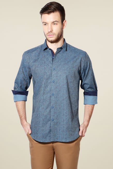 Van Heusen Stone Blue Cotton Shirt Van Heusen Stone Blue Cotton Shirt