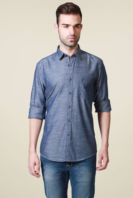 Allen Solly Blue Full Sleeves Comfort Fit Cotton Shirt Allen Solly Blue Full Sleeves Comfort Fit Cotton Shirt