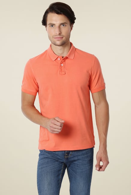 Peter England Orange Solid Half Sleeves T-Shirt Peter England Orange Solid Half Sleeves T-Shirt